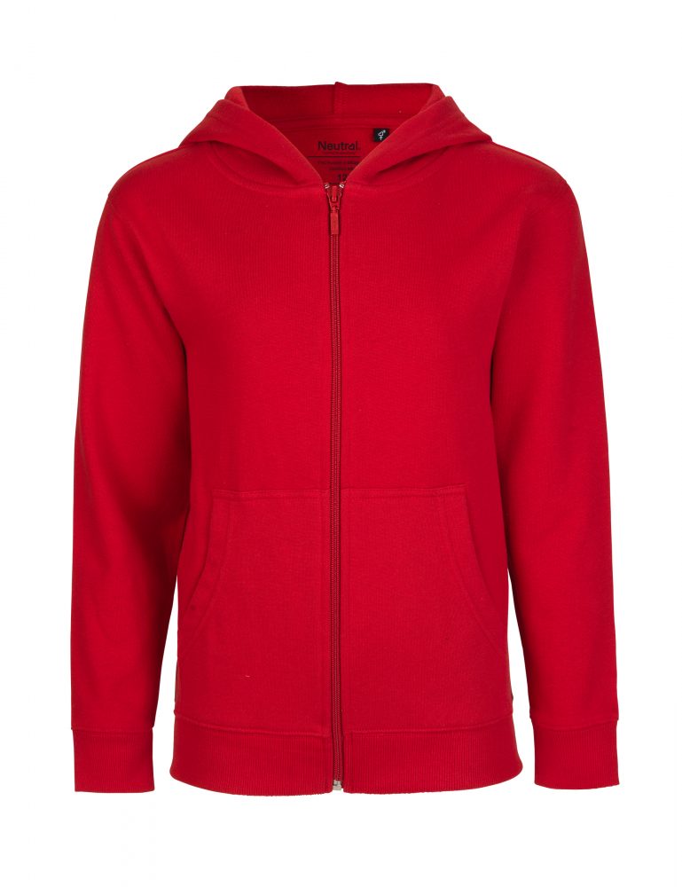 Neutral Kids Hoodie w. Zip Red