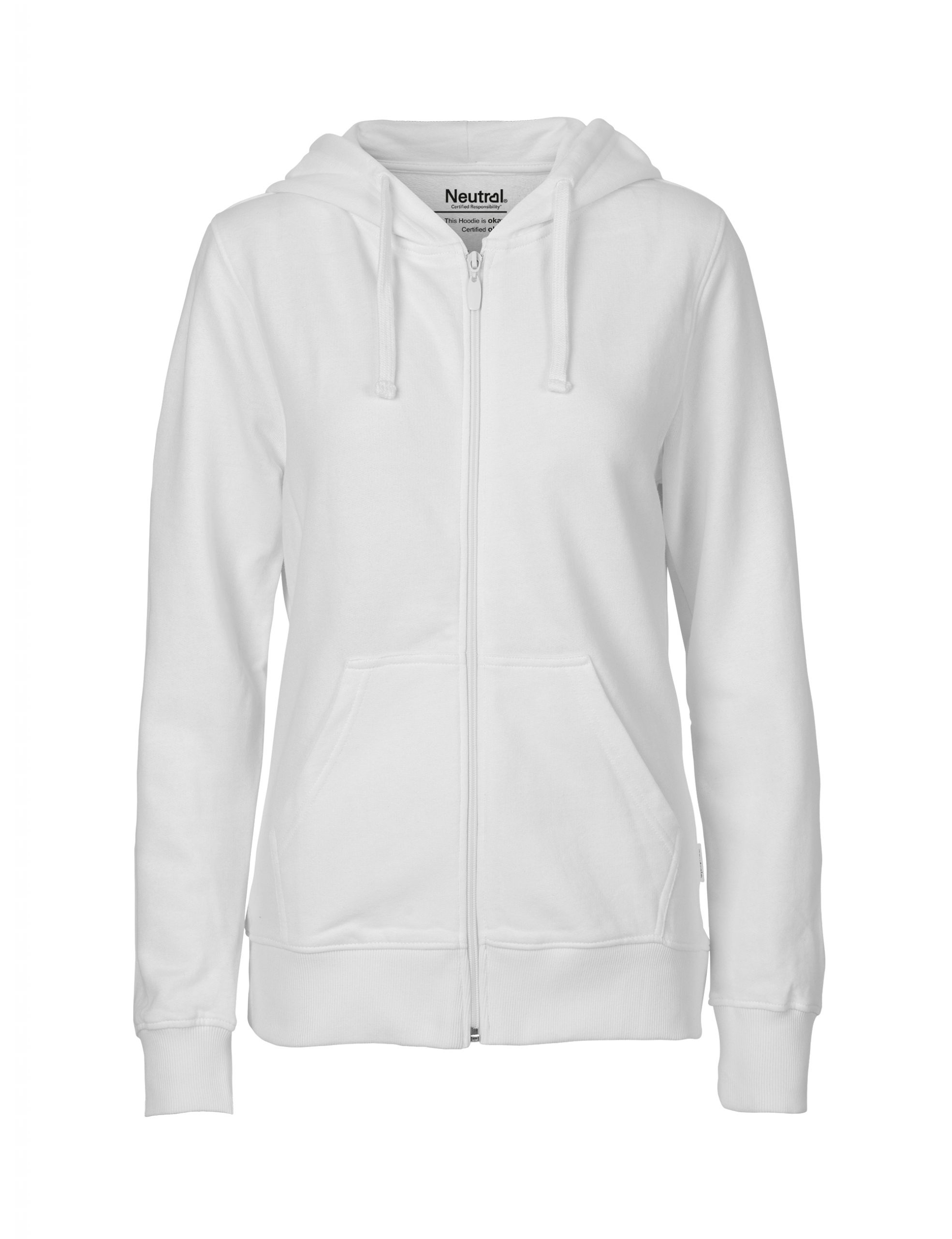 Neutral Ladies Hoodie w. Zip White