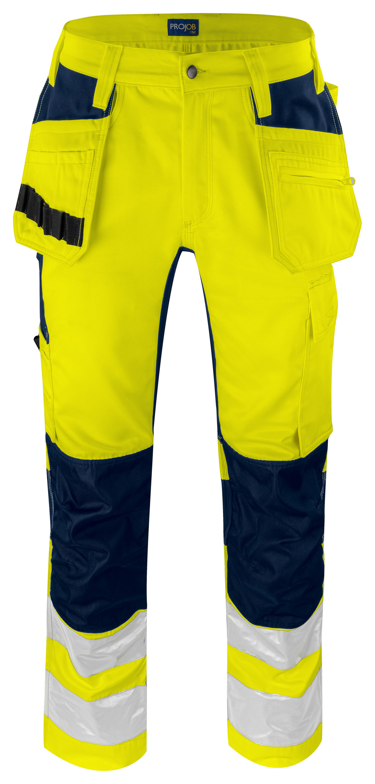 Projob 6570 STRETCH HOUSUT EN ISO 20471 LUOKKA 2 Yellow/Navy