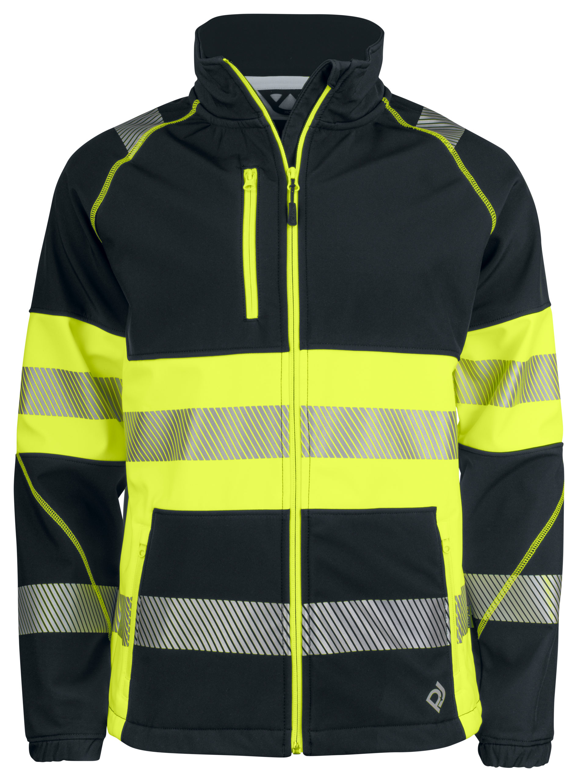 Projob 6443 SOFTSHELL-TAKKI EN ISO 20471 LUOKKA 1 kelta/ musta