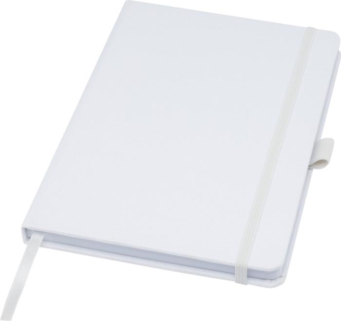 Desk-Mate® Honua A5-muistikirja kierrätyspaperista ja kierrätetyllä PET-kannella Valkoinen