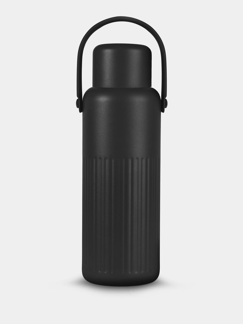 Tekla thermal bottle push Sagaform Theo thermal flask Black
