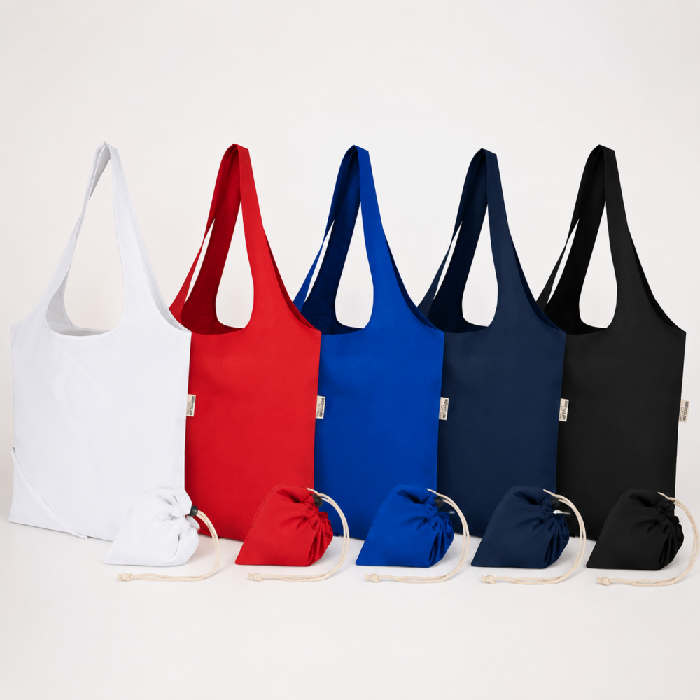 Madras  GRS-sertifioitu kierrätyspuuvillainen taitettava kassi 7 L Värillinen