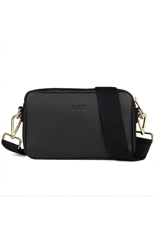 Aarni HIRVENNAHKAINEN CROSSBODY/OLKALAUKKU Black/Gold