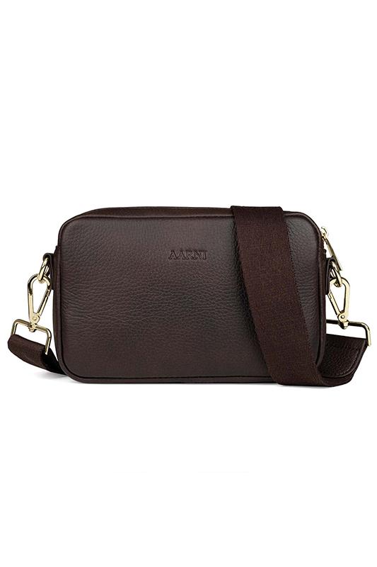 Aarni HIRVENNAHKAINEN CROSSBODY/OLKALAUKKU Dark Brown/Gold