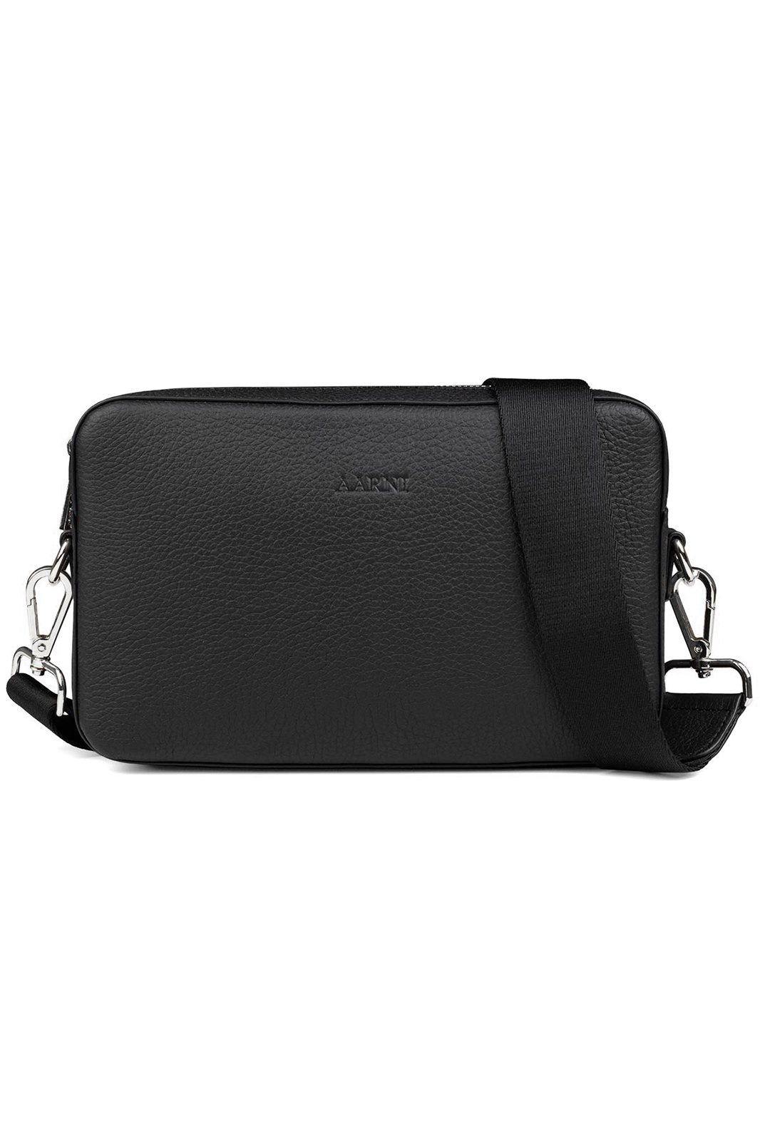 Aarni ISO HIRVENNAHKAINEN CROSSBODY/OLKALAUKKU Black/Silver