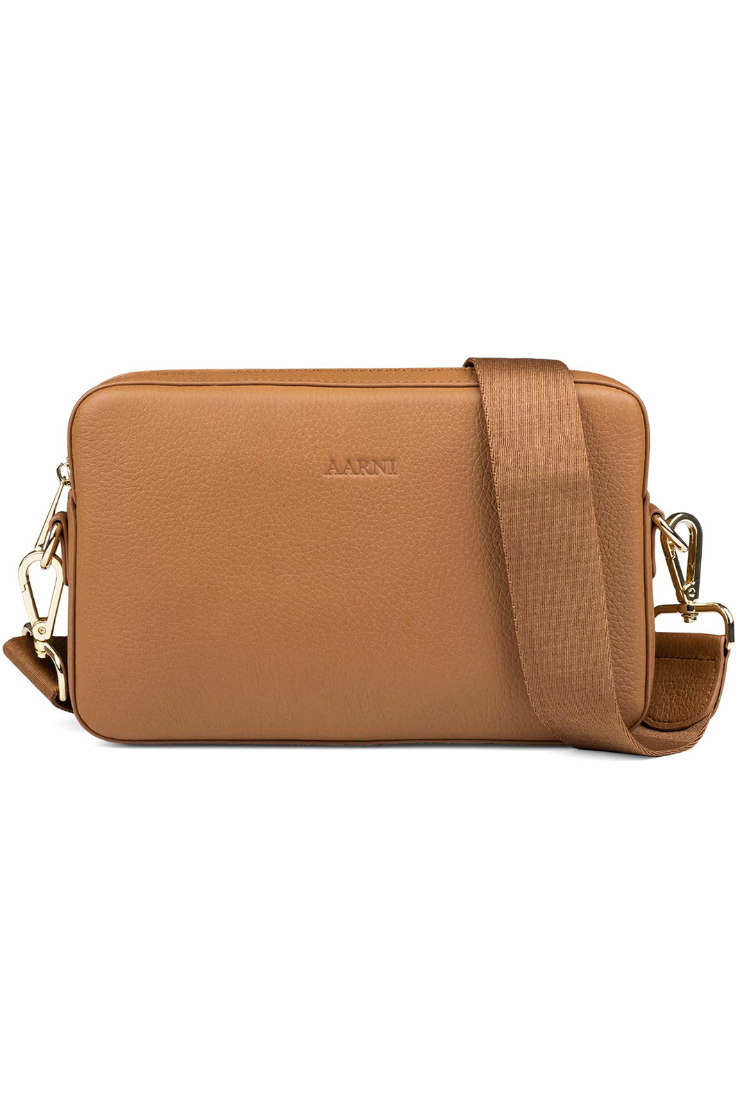 Aarni ISO HIRVENNAHKAINEN CROSSBODY/OLKALAUKKU Cognac/Gold