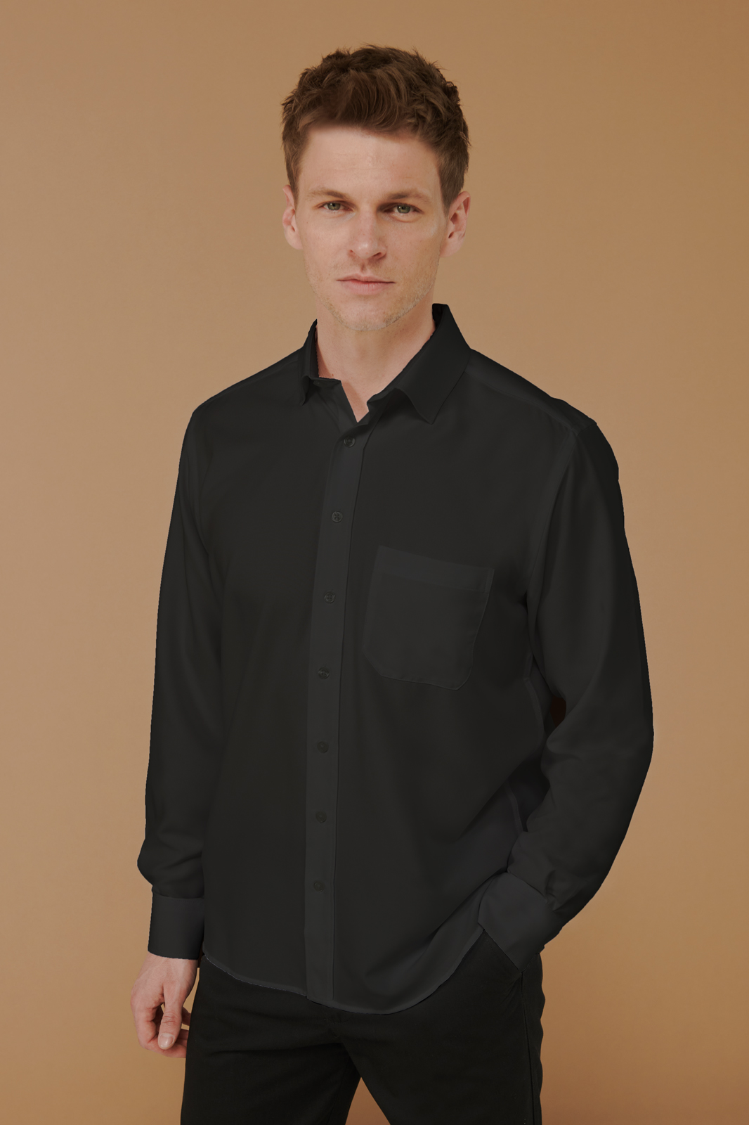 Henbury PITKÄHIHAINEN TEKNINEN KAULUSPAITA Black