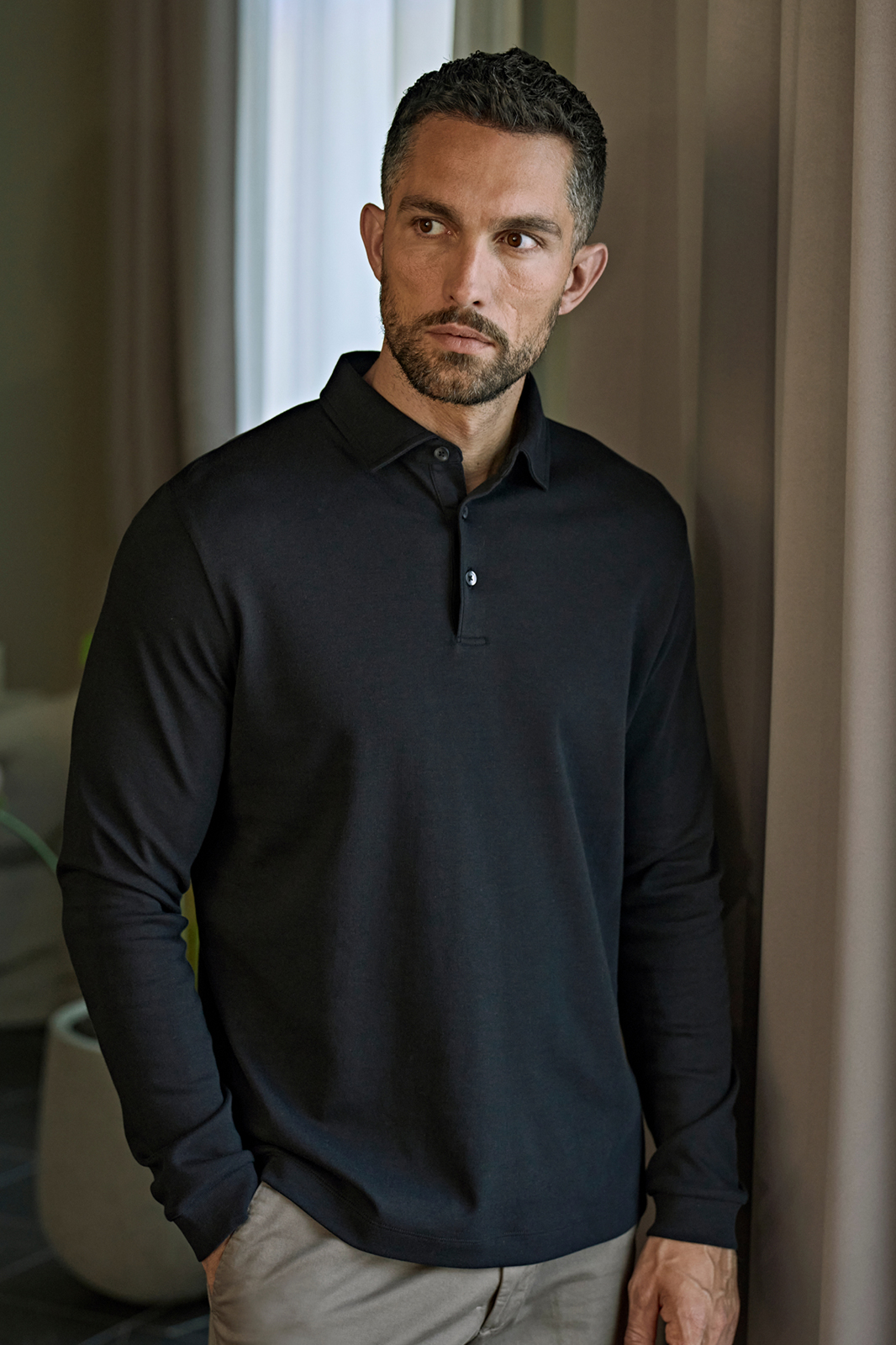 Tee Jays PIMA COTTON PITKÄHIHAINEN PIKEE Black
